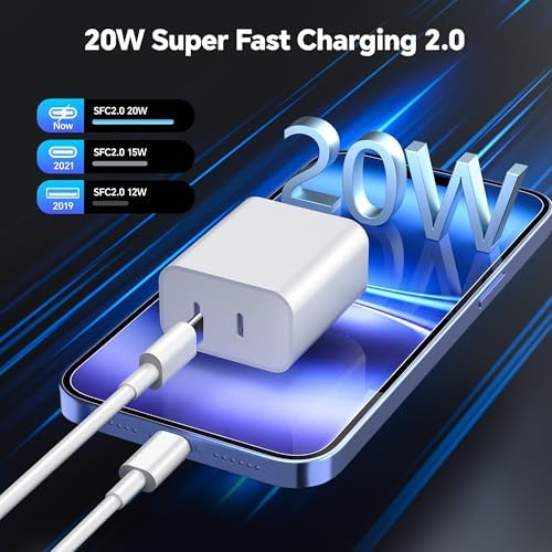 Compatible with iPhone 16/15 Charger Fast Charging, Dual Port 20W USB C Wall Charger Block Type C to Type C 10ft Long USB C Fast Charing Cable for Phone 15/16/Pro Max/Pro/PlusPad Pro/Air/Android – Enhanced Compatibility and Speed