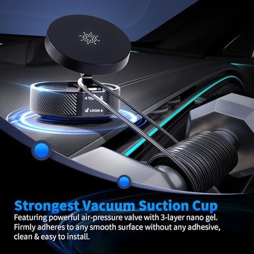 Magnetic Car Phone Holder for MagSafe,89+ LBS Vacuum Suction Phone Mount,360° Adjustable Car Phone Mount,Cell Phone Holders for Your Car for All Smartphones & All Car Models – Enhanced Compatibility and Speed