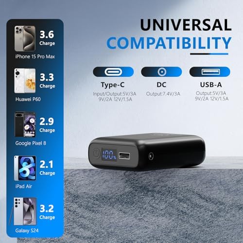 12000 m Ah Heated Vest Battery Pack – Versatile Power Bank for Heated Apparel with DC/USB/Type-C Outputs and LED Indicator – Ultimate Compatibility for Jackets, Pants, and Blankets – Stay Warm and Charged Anywhere