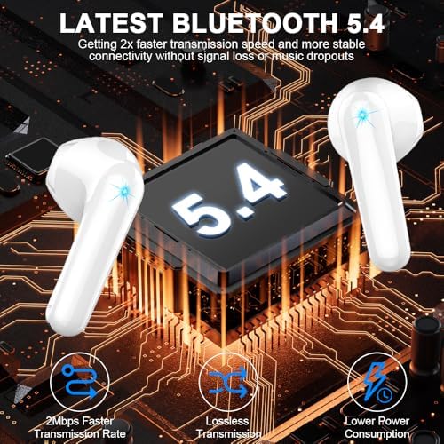 Revolutionary Bluetooth 5.4 Wireless Earbuds – 50 Hours of Immersive Deep Bass Playback, IP7 Waterproof Protection, and Advanced Noise Cancellation with Four ENC Microphones for Crystal-Clear Calls – USB-C Charging and Dual LED Battery Indicator – Perfect for Active Lifestyles and Music Enthusiasts Compatible with Android & i OS Devices