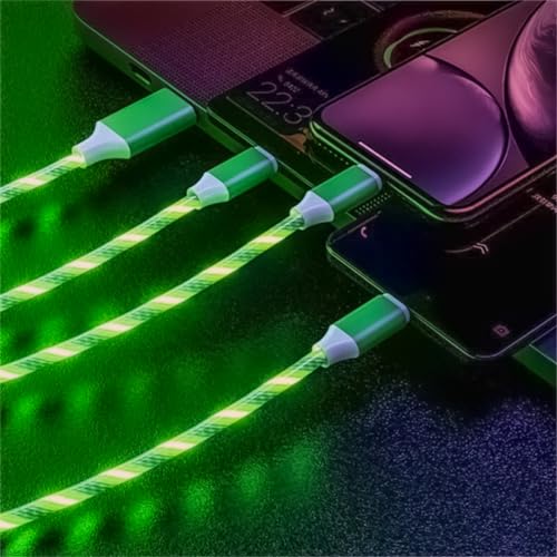 Transform Your Charging Routine with the 6-Foot 3-in-1 LED Charging Cable – Fast Charge & Data Transfer for Micro USB, Lightning, and USB-C Devices – Eye-Catching Glowing Design, Durable Construction Perfect for Home, Office, and Travel Use