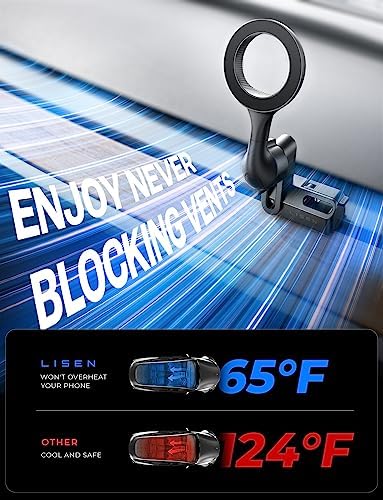 LISEN Mag Safe Phone Mount for Tesla Model 3 & Y – Secure, View-Friendly Holder for i Phone 16 Pro Max, Plus, 15 & 14 – Effortless Installation & Enhanced Stability for Ultimate Driving Convenience – Not Compatible with 2024 Models