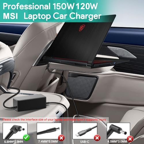 High-Performance HKY 180 W MSI Laptop Car Charger – Universal Compatibility for GF63, GS66, GE72 & More – Fast Charging 12 V-24 V DC Power Adapter for Gaming on the Go – Compact, Lightweight, and Safe Design for Auto, RV, Boat, and Airplane Use – Eco-Friendly Energy Efficiency with 96% Charging Rate – Includes 8.5 to 10 ft Power Cable and User Guide for Ultimate Convenience