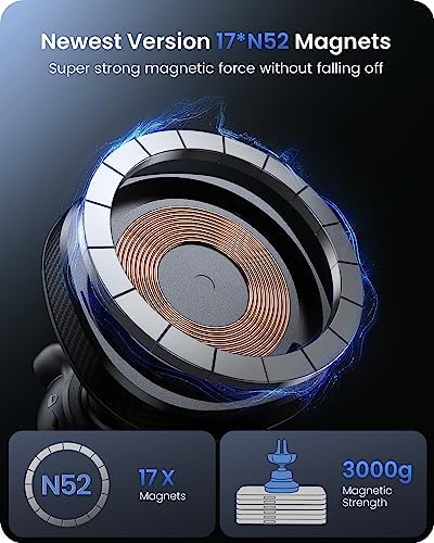 OQTIQ Magnetic Wireless Car Charger for i Phone 12-16 Series – 15 W Fast Charging with Secure Magnetic Mount, Versatile Windshield, Dashboard, & Air Vent Compatibility, Includes QC 3.0 Adapter for Optimal Performance – Upgrade Your Driving Experience with Effortless Charging & Navigation Access
