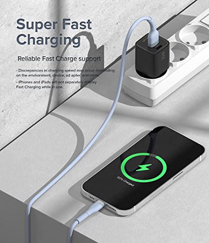 Elevate Your Charging Experience with the Ringke 6.6 FT USB to Lightning Pastel Charger Cable – Purple | Fast Charging & Enhanced Durability for i Phone, i Pad, Air Pods | Tangle-Free Design for Effortless Connectivity in Style