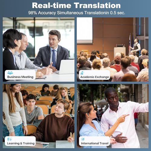 AI-Powered Translation Earbuds for Global Communication: Real-Time Language Converter with 144 Language Support, Bluetooth HD Audio for Travelers and Professionals, Ergonomic Design for All-Day Comfort, Seamlessly Compatible with i OS & Android Devices