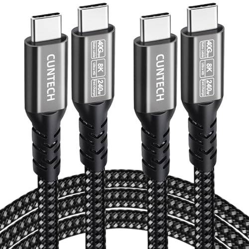 USB C 90 Degree Right Angle Cable 3.3ft 2-Pack, 240W PD Fast Charging 40Gbps Data Transfer 8K/4K Video USB C Cable for Thunderbolt 4/3 MacBook for iPhone 15 iPad Samsung Galaxy Other Type C Devices – Enhanced Compatibility and Speed
