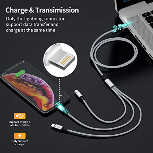 Versatile 3-in-1 Charging Cable – 6 FT Nylon Braided Universal Charger for i Phone 15, Android, and Samsung Devices – Lightning, Type-C, Micro USB Compatibility – Durable, Fast Charging Solution for Home and Travel – 2 Pack for Ultimate Convenience