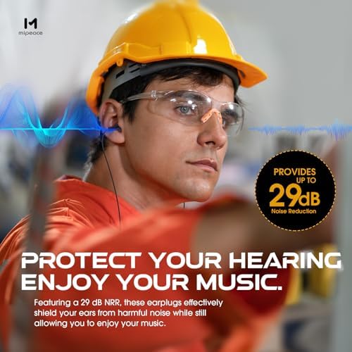 MIPEACE Professional Noise-Canceling Earbuds – Engineered for Comfort and Longevity in Industrial Settings – Sweatproof Design with Effortless Device Pairing and Immersive Acoustic Experience for Construction Workers