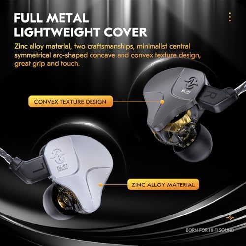 CCZ DC03 Hi-Fi Gaming IEMs: Immersive Deep Bass Wired Earbuds with Detachable Mic for Ultimate Gaming and Music Experience, Ergonomic Noise Cancelling Design for Exceptional Audio Clarity and Broad Device Compatibility