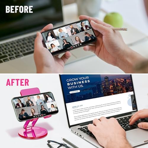 Tomorotec Adjustable Angle Acrylic Cell Phone Stand for Desk, Foldable Acrylic Phone Holder Cute for Office, Portable Non-Slip Desktop Smartphone Holder, Fit for iPhone Samsung Galaxy (Iridescent) – Enhanced Compatibility and Speed