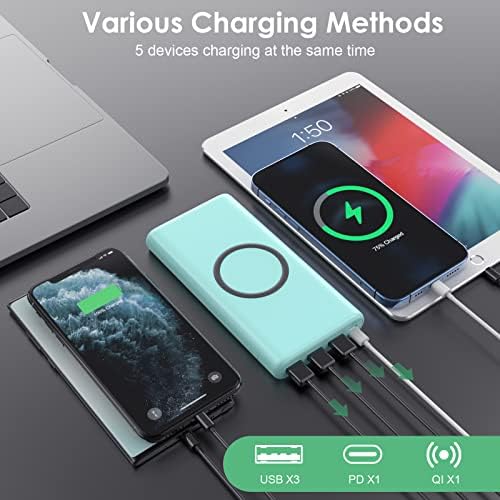 Ultra-High Capacity Wireless Portable Power Bank – 33,800 m Ah with 15 W Fast Wireless Charging & 25 W PD QC 4.0 – Versatile Dual Input & 5 Output Ports – Ideal for i Phone 16/15/14/13/12 & Android Devices – Essential Travel Companion with Enhanced Speed and Durability