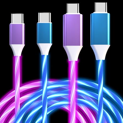 USB C to USB C Cable 3A Light Up C to C Cable LED C to Type C Fast Charging Cord for Samsung Galaxy S23 S22 S21 S20 Ultra, i-Phone 15 16, iPad mini Pro Air(6.6FT,Green) – Enhanced Compatibility and Speed
