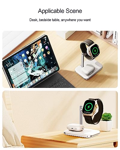 Dual Charging Dock for Apple Watch & Air Pods – Portable 2-in-1 Charger Stand with Fast Charging Capability, Compatible with All Apple Watch Series Ultra/10/9/8/7/6/SE/5/4/3 and Air Pods Pro/4/3/2/1 – Sleek Foldable Design for Travel and Space-Saving Solutions