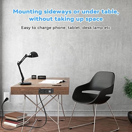 Kungfuking Wall-Mountable Power Strip with USB Ports – 6.56 FT Surge Protector Extension Cord Featuring 2 AC Outlets and Flat Plug Design for Enhanced Charging Flexibility and Device Safety