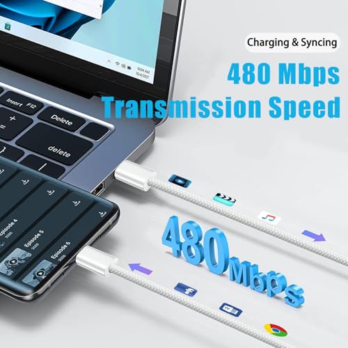 Dual Pack Braided USB C Charging Cables for Apple Magic Keyboard, Mouse, i Pad & Magic Trackpad – Superior Durability & Fast Charging Performance for Universal Compatibility