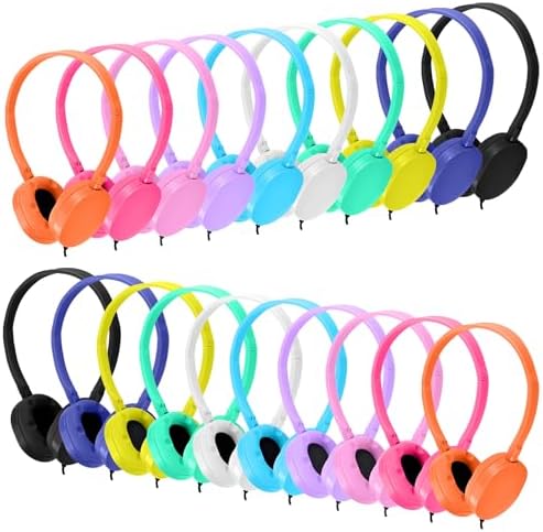 Colorful Classroom Headphones for Kids | Durable 6-Pack Wired Earbuds with Adjustable Fit | Engaging Audio Experience for Enhanced Focus | Compatible with Computers & Chromebooks | Perfect for Group Learning Activities and Young Learners