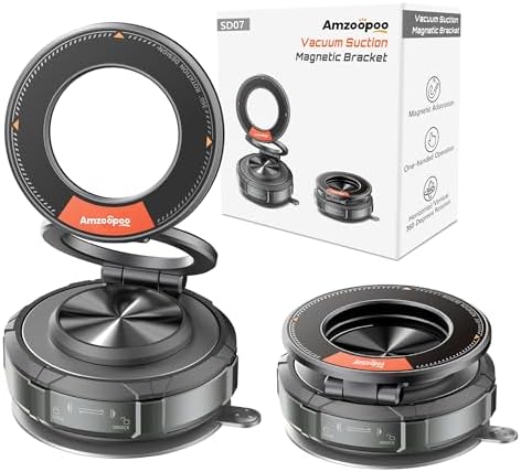 Magnetic Car Phone Holder for i Phone & Android – 360° Adjustable Zinc Alloy Mount with Powerful Vacuum Suction for Enhanced Stability and Hands-Free Navigation Experience
