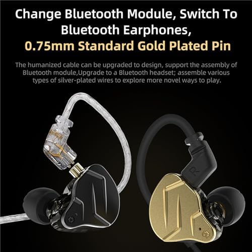 KZ ZSN PRO X Gaming Earbuds: Premium High-Fidelity In-Ear Monitors with Hybrid Dual Driver Technology, Detachable Tangle-Free Cable, and Built-In Microphone for Superior Sound Quality and Enhanced Compatibility with Computers and Tablets – Ideal for Gamers and Music Lovers Alike in Elegant Gold Finish