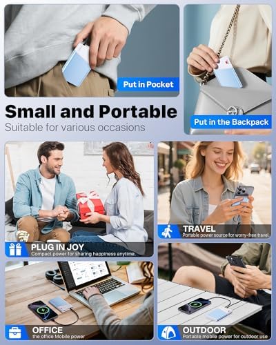 Ultra-Slim 10000 m Ah Power Bank with 22.5 W PD Fast Charging – Built-in USB-C Cable for i Phone 16/15/14, Samsung S24 & More – Lightweight Travel Essential with 15-Layer Safety Protection & Multiple Device Charging Capability
