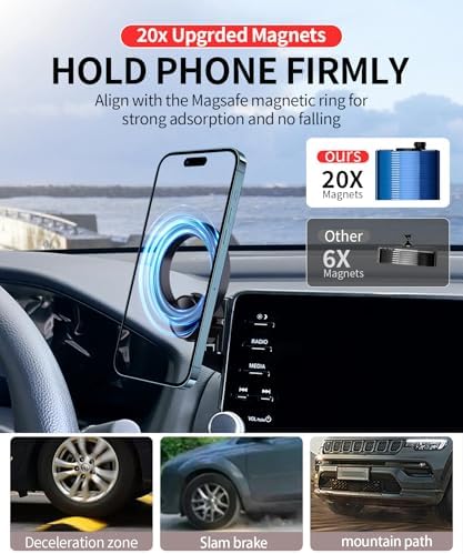 Maser Weller Premium Car Phone Holder for 2018-2022 Honda Accord: 360° Rotatable Mount with Mag Safe Compatibility – Secure Clip Design for Enhanced Safety and Convenience Without Blocking Air Vents – Ideal for 8-Inch Screens and Daily Use