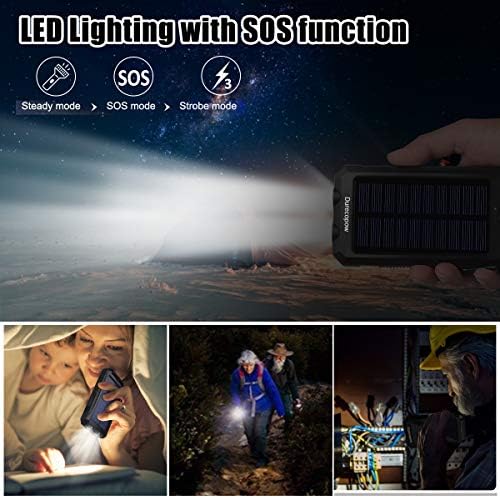 High-Capacity 20,000 m Ah Waterproof Solar Charger Power Bank for Outdoor Adventures – Dual USB-C Fast Charging with Built-in LED Flashlight and Compass (Orange) for Ultimate Portability and Reliability