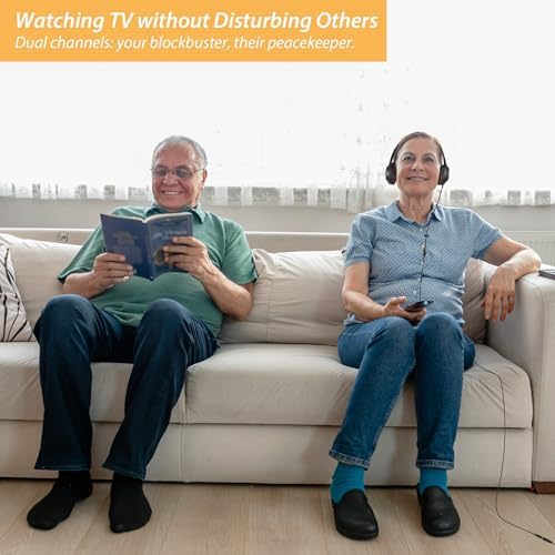 Maximize Your Audio Experience with 20 Ft Extended Wired Headphones – Perfect for TV & PC Use with Over-Ear Comfort, User-Friendly Integrated Volume Control, and Compatible with 3.5 mm Aux, USB & RCA – A Must-Have for Seniors and Audiophiles Seeking Unmatched Sound Quality and Freedom of Movement