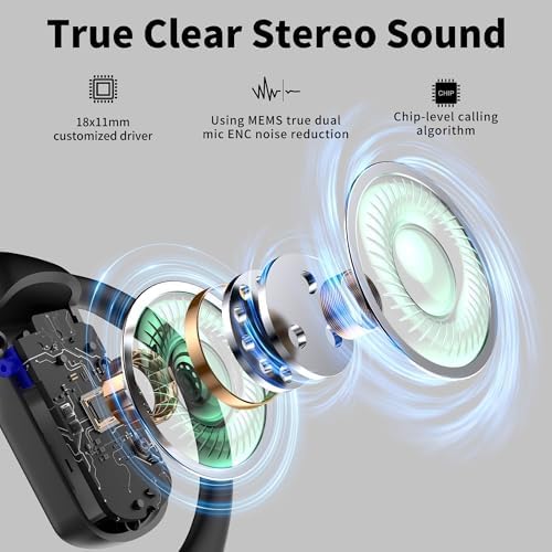 Elevate Your Active Lifestyle with BUGANI Bluetooth 5.2 Open Ear Headphones – Sport-Optimized Wireless Earbuds Offering 32 Hours of Playtime, Rapid Charging, and Waterproof Durability for Enhanced Sound and Environmental Awareness During Running and Cycling