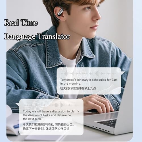 AI-Enhanced M62 V5.46 Wireless Earbuds: Transformative Real-Time Language Translation Earphones with Superior Bluetooth Compatibility for i Phone, Noise-Canceling Comfort, and Extended Battery Life for Adventurers and Language Learners