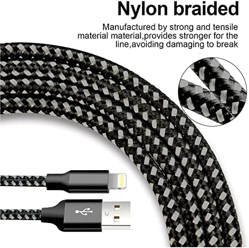 Premium 5-Pack i Phone Charger Set: MFi Certified Nylon Braided Fast Charging Cables (3 FT, 6 FT, 10 FT) for i Phone 14/13/12/11/X/Max/8/7/6/5/SE/i Pad – Unmatched Durability & Versatile Lengths for Every Lifestyle
