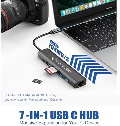 Elevate Your Digital Workspace with the Ultimate 7-in-1 USB C Hub & USB Splitter – Lightning-Fast Data Transfer for Mac Book, Dell, HP Laptops, and Smartphones – All-in-One Port Extender Featuring TF/SD Card Reader and Audio Output – Compact, Durable Accessory for Seamless Connectivity and Enhanced Productivity