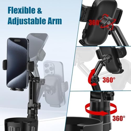 Versatile 2-in-1 Car Cupholder Phone Holder Mount – Securely Fits 4-7″ Smartphones with Expandable Base and 360° Rotating Neck for Ultimate Convenience – Perfect for Navigation and Hands-Free Calls – Durable Design for Long Journeys – Universal Compatibility with Most Beverage Bottles – Essential Vehicle Accessory for Enhanced Driving Experience