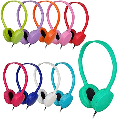 Bulk 24-Pack Kids Classroom Headphones – Durable Wired Earphones with Adjustable Headband for Enhanced Learning Environments (Black) – Ideal for Group Activities and Student Engagement