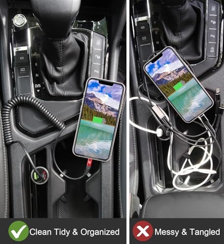 Premium Coiled Lightning Charger Cable for i Phone – 2 Pack (3 FT & 6 FT) – Apple MFi Certified High-Speed Charging & Data Transfer – Compatible with i Phone 14/13/12/11 Pro Max/XS/XR/XS/X/8/7/Plus/6 S, i Pad, and i Pod – Tangle-Free Black Design for Ultimate Portability and Reliability