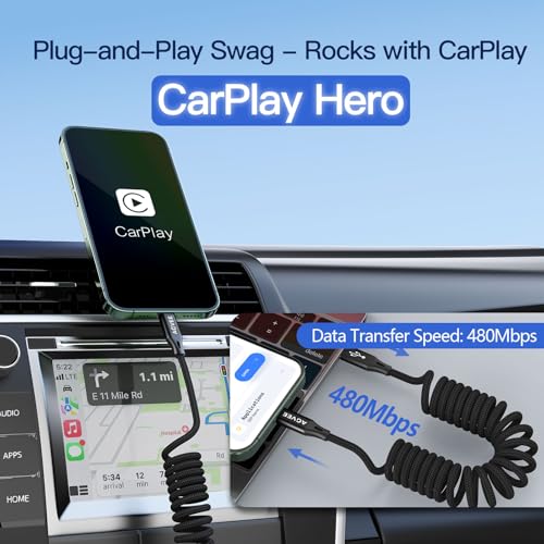 AGVEE 2 Pack 3 ft Coiled USB-C to Lightning Charging Cable – MFi Certified 30 W PD Fast Charging Cord for i Phone, i Pad, and i Pod with Tangle-Free Design in Sleek Dark Gray – Perfect for Car Use and Enhanced Device Performance