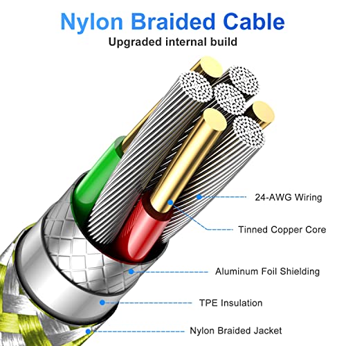 Ultimate i Phone Charger Cord Set – 4 Pack (1.5/3/6/6 FT) | MFi Certified Lightning Cables for Fast Charging | Compatible with i Phone 13, 12 Pro Max, Mini, 11 Pro, XS, XR, X, 8, 7 Plus, 6 s, 6 SE (2020), i Pad, i Pod | Durable Nylon Braided Design for Tangle-Free Convenience | Elevate Your Charging Experience with Enhanced Compatibility and Speed