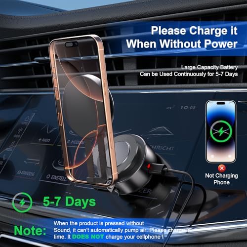 Magnetic Mobile Phone Holder for Car, 360 Adjustable Rotation Electric Vacuum Suction Cup Phone Mount with Extendable Arm, Compactable & Portable Hands-free Cell Phone Holder for Car Outdoor Home – Enhanced Compatibility and Speed