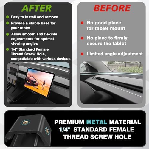 Tesla Model Y & Model 3 Mag Safe-Compatible Dashboard Phone Holder – 360° Adjustable Cradle for All Smartphones & Tablets – Secure 1/4 Screw Mount for Ultimate Safety and Accessibility – Essential EV Accessory for Hands-Free Navigation and Optimal Driving Experience