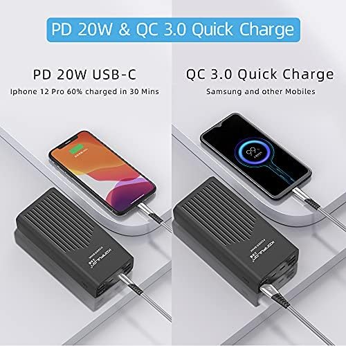 Ultra High-Capacity 40000 m Ah Portable Charger with 20 W Fast Charging – Multi-Device USB-C Power Bank Featuring 5 Outputs, Dual Inputs, and Built-in Phone Holder for i Phone, Mac Book, and Samsung Compatibility – Unmatched Reliability for On-the-Go Charging