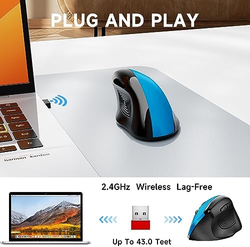 Elevate Your Comfort and Style with the memzuoix Purple Ergonomic Wireless Mouse – Right-Handed Vertical Design for Natural Wrist Posture, Adjustable DPI of 800/1200/1600, Perfect for PCs, Laptops, and Desktops – Experience Lag-Free 2.4 G Connectivity and Enhanced Productivity!