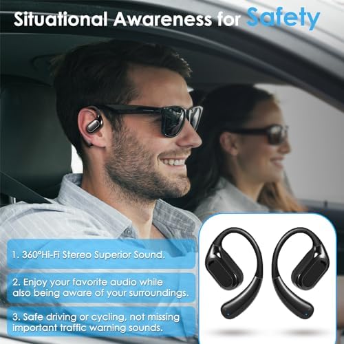 Experience Boundless Freedom with VG333 Open-Ear Bluetooth Headphones: Ultra-Thin Silicone Ear Hooks for Ultimate Comfort, 70-Hour Playtime, and Immersive Bass – Ideal for Active Lifestyles with Touch Control and Next-Gen Bluetooth 5.3 Connectivity