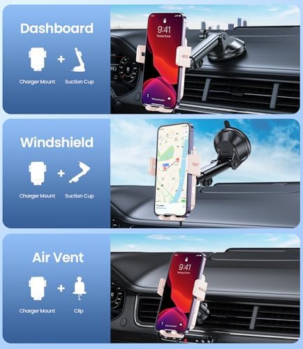 MOKPR 15 W Fast Wireless Car Charger Mount – Auto-Clamping Universal Phone Holder for i Phone 16/15/14/13/12 & Samsung S23/S22/S21 – 360° Adjustable Design for Dash, Windshield, Air Vent – Hassle-Free, High-Speed Charging Solution for On-the-Go Living