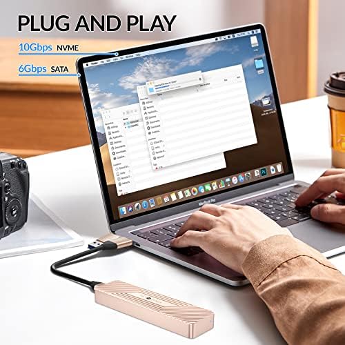 Ultra-Fast M.2 SSD Enclosure – Supports NVMe 10 Gbps & SATA 6 Gbps | USB 3.1 Gen 2 with 5.9″ Cable | Versatile for 2230, 2242, 2260, 2280 SSDs | Enhanced UASP Performance | Durable Design for Optimal Heat Dissipation | Perfect for Upgrading Laptops & Portable Storage Solutions