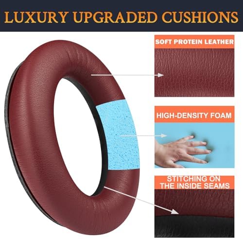 Transform Your Bose Quiet Comfort 45 & SE Headphones with Luxurious SOULWIT Replacement Earpads in Burgundy – Premium Soft Protein Leather Cushions for Unmatched Comfort and Superior Sound Isolation, Perfect for Long Listening Sessions and Easy Installation