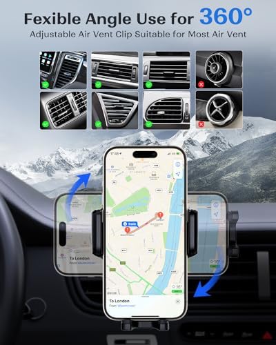 KPON Qi-Certified Wireless Car Charger Mount – Auto-Clamping 15 W Fast Charging Holder for Dashboard, Air Vent & Windshield – Universal Compatibility for Samsung Galaxy, i Phone 16/15/14/13/12, Google & LG Devices – Ultimate Hands-Free Convenience on the Road