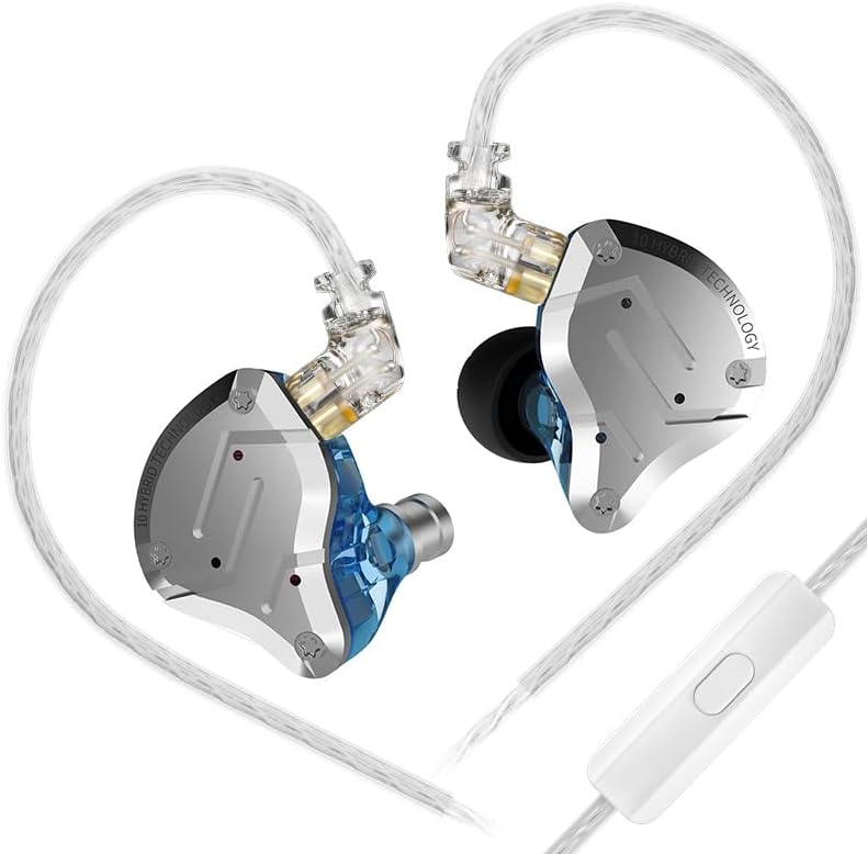 KZ ZS10 Pro Wired Gaming Earbuds – Premium 4 BA + 1 DD IEM Headphones with Microphone, Ergonomic Design for Extended Comfort, Detachable 2 PIN Cable for Versatile Compatibility, One-Button Control, Superior Sound Quality for Gamers and Audiophiles, Sleek Black Finish, Ideal for Immersive Audio Experiences