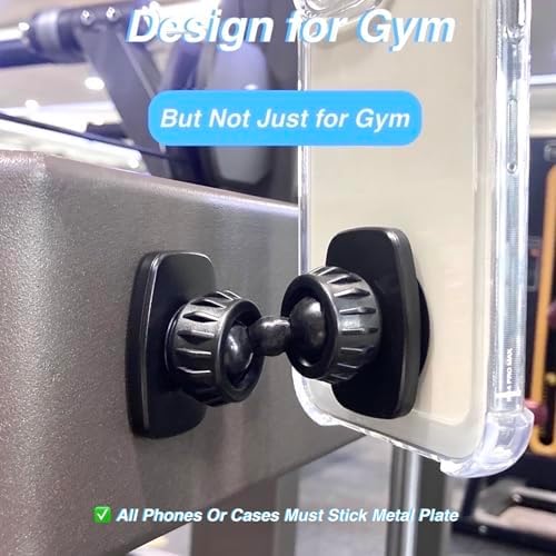 Premium Dual Magnetic Gym Phone Holder Mount – Enhanced Stability with Upgraded Metal Joint, Pocket-Sized Design for All Smartphones – Ultimate Hands-Free Workout Companion and Secure Grip for Active Lifestyles