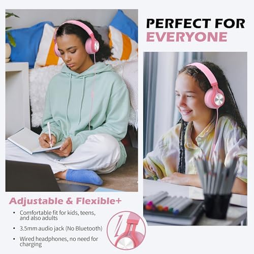 Premium AILIHEN C8 Kids Wired Headphones – Foldable On-Ear Design with Adjustable Volume Control and Built-In Microphone for Safe Listening – Perfect for School, Travel, and Home Use (Black/Blue) – Exceptional Sound Quality for Young Audiophiles and Learning Environments