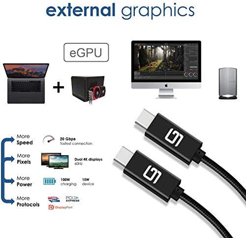 Ultra-Fast 20 Gbps USB-C to USB-C Cable – Premium Nylon Braided for Enhanced Durability | 100 W Rapid Charging & Dual 4 K/Single 5 K @60 Hz Video Support | Versatile 3.3 ft Length for Seamless Connectivity Across Devices | USB 3.1 & 3.2 Compatible | Perfect for Laptops, Smartphones, and Tablets