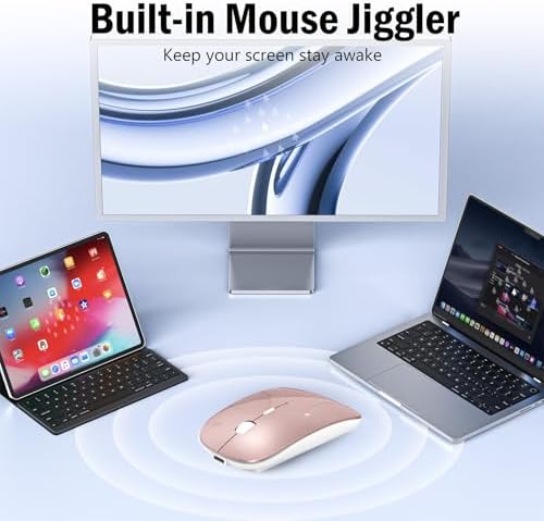 Versatile Wireless Bluetooth Mouse for Mac Book Air, Mac Pro, & i Pad – Sleek Rechargeable Silent Mouse with Dual Connectivity (USB-C & 2.4 G) – Travel-Friendly Jiggler Mice Mover in Stylish Purple – Perfect for Professionals & On-the-Go Users